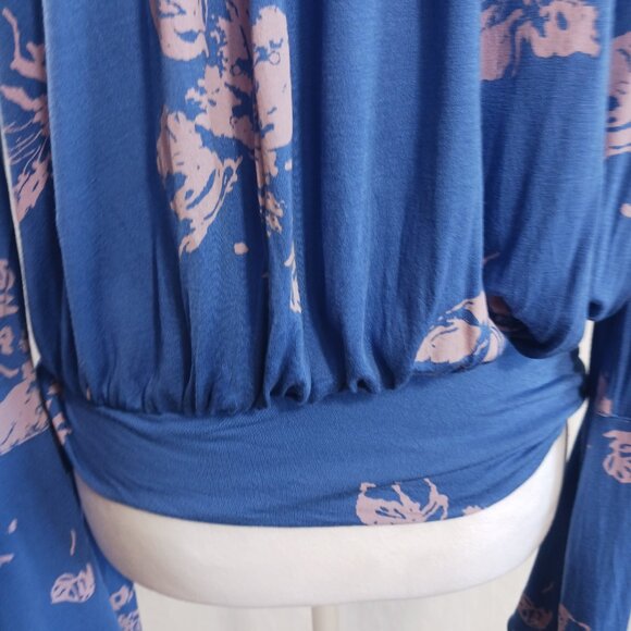 Free People, Small, Fiona, Blue, Long Sleeve, Boho Style, Surplice, Tie Waist - Picture 6 of 16